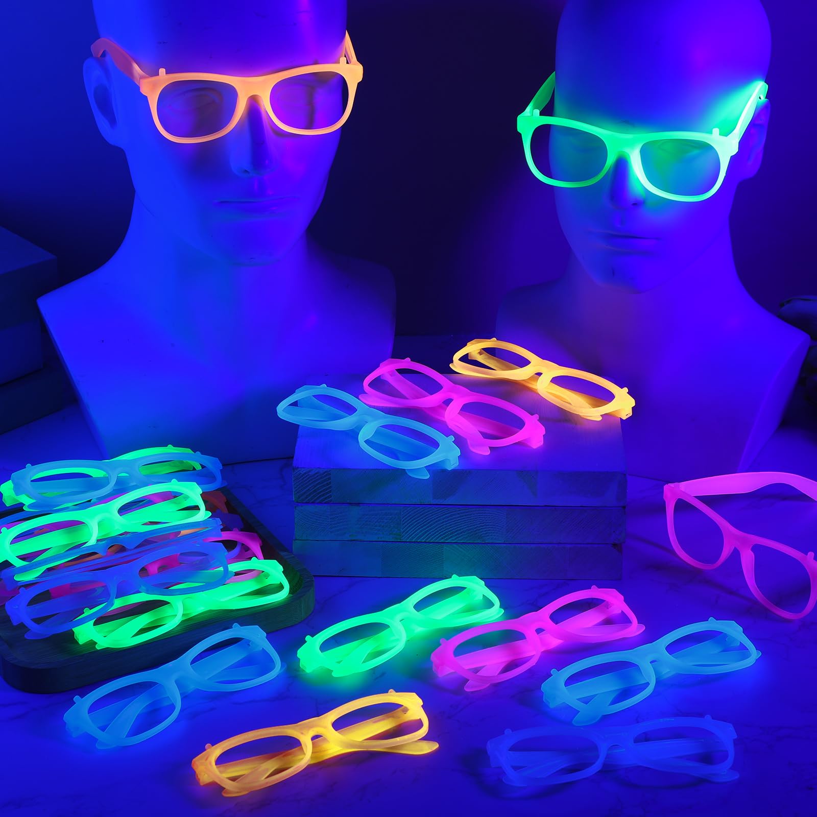 2/24pcs Glow-in-the-Dark Neon  - Glow In The Dark Party Glasses recension och pris